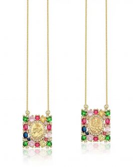 Pendant Necklace Multicolor Zirconia