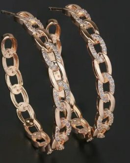 Gold Zirconia Chain Stud