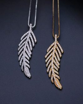 Zirconia Leaf Pendant Necklace