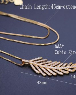 Zirconia Leaf Pendant Necklace